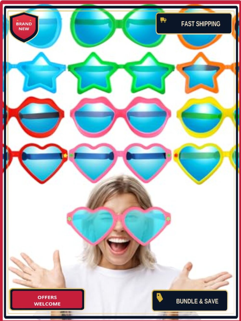 12 Pcs Jumbo Clown Sunglasses Party Favors Oversized Novelty Eyewear